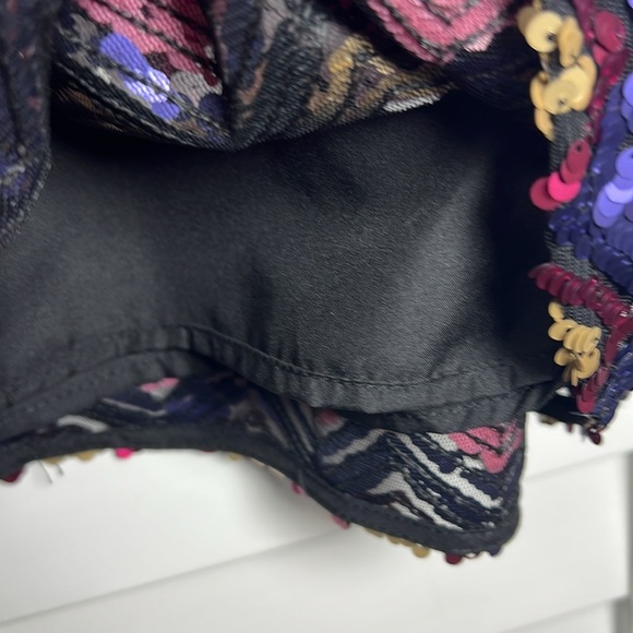 Anthropologie Hutch Chevron Rainbow Sequin Mini Skirt Size Large - Picture 4 of 10